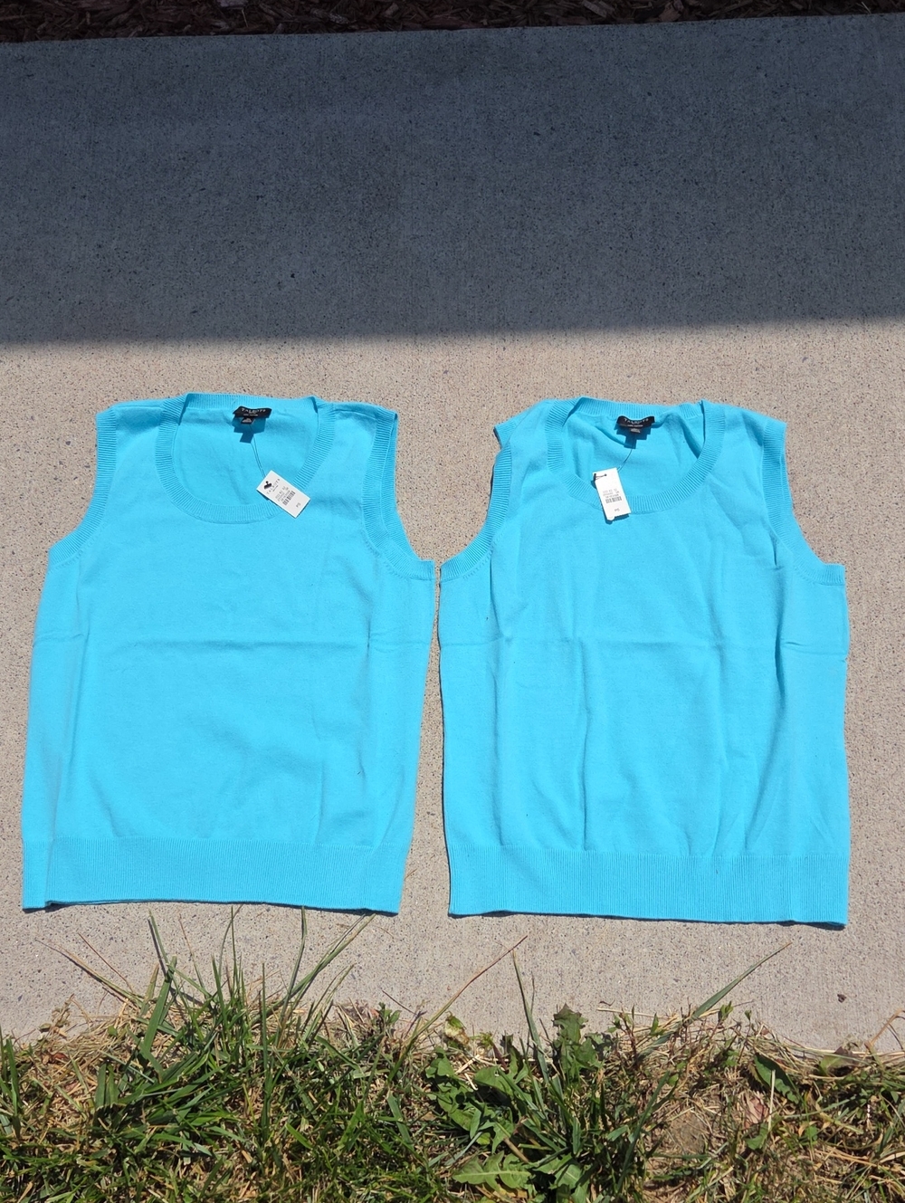 Two Talbots Brand New Turquoise Pima Cotton Sweaters Size PS